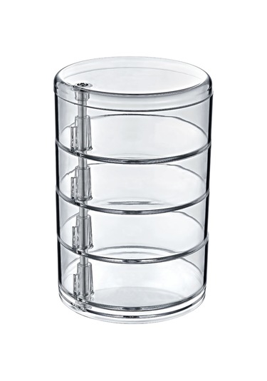 Şeffaf Silindir Takı ve Makyaj Organizer 4 Katlı