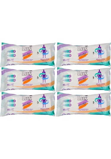 Lüx Hasta Vücut Temizleme Islak Mendil Havlu 50 Yaprak Xl (6 Lı S