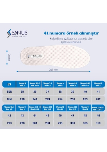 Sanus M900 Visco Memory Foam Anatomik Unisex Tabanlık