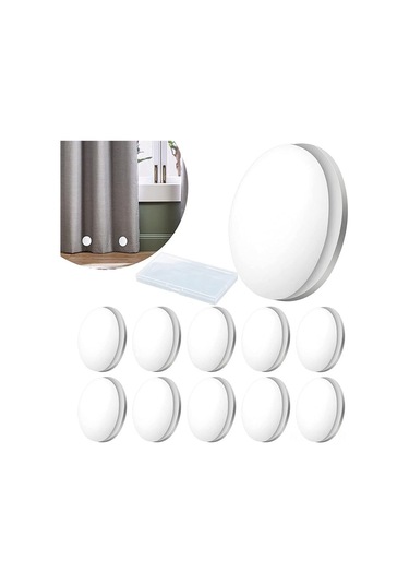 Hombey 10 Adet Beyaz Manyetik Perde Ağırlığı - Banyo Perde, Masa Örtüsü Ağırlama Kiti - Plastik Manyetik Kancalar Beyaz