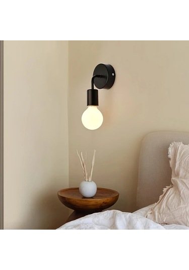 Dashanshop Siyah Modern Nordic Avize Demir Döküm Duvar Lambası E27 Oturma Odası Yatak Odası Siyah