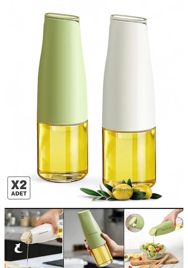 Tilbe Home 2li Fonksiyonlu Cam Yağdanlık 500ml Still Yerçekimi Ot