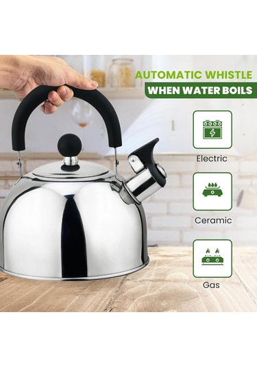 Mutfak Duygusu Paslanmaz Çelik Ocak Soba Team Tea Su Isıtıcısı Naylon Sap, 2.5 Litre, Mutfak Cihazı