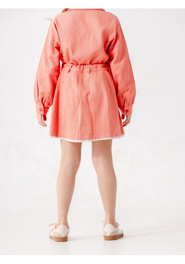 Kız Çocuk Garnili Kot Etek 2603 Turuncu