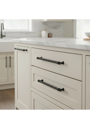 Klipso Mat Siyah 192 Mm Metal Lüks Çekmece Dolap Mobilya Kulpları 10 Adet Siyah