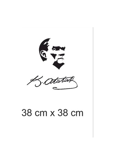 Atatürk Ve Imza Dekoratif Duvar Sticker. (38X38 Cm)