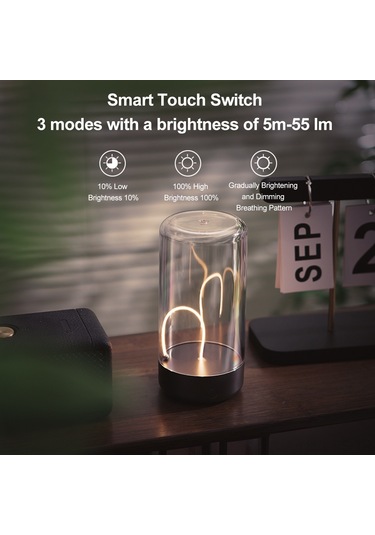 Reedark Led Manyetik Mini Işık, 360 Aydınlatma, 1500mah Pil, Dokunmatik Kontrol, Kamp/ev/restoran İçin Romantik Ambiyans, Şarjlı Şimşek Sarısı Sari