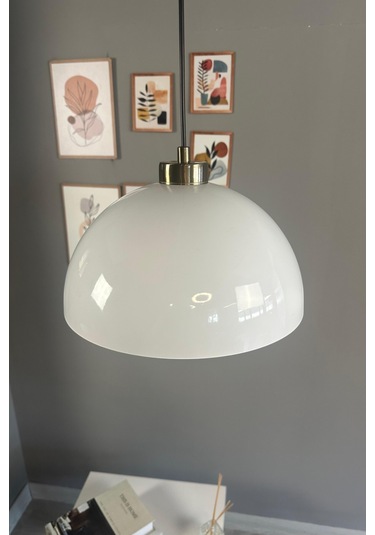 Yimpi Beyaz Avize Küçük Plafonyer Başlık Tekli Sarkıt Salon Mutfak Kuaför Cafe Lamba Dekoratif Beyaz