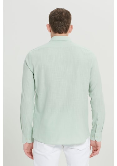 AC&Co / Altınyıldız Classics Erkek A.mınt Tailored Slim Fit Dar Kesim Düğmeli Yaka Keten Görünümlü %100 Pamuk Flamlı Gömlek Mint AC&Co / Altınyıldız Classics Erkek A.mınt Tailored Slim Fit Dar Kesim Düğmeli Yaka Keten Görünümlü %100 Pamuk Flamlı Gömlek Mint