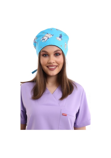 Turkuaz Sağlıkçı Desenli Cerrahi Bone - Doktor Bone-Standart-3703 Turkuaz Sağlıkç