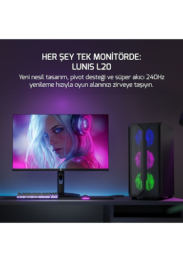 Gamepower Lunis L20 24'' 240hz 0.5ms Va Fhd Rgb Pivot Gaming Monitör