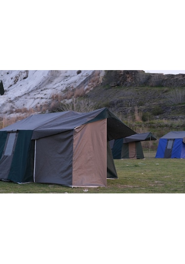 Kapı Sineklikli 2+1 L Mutfaklı Double Kamp Çadırı 4-6 Kişilik - Yeşil