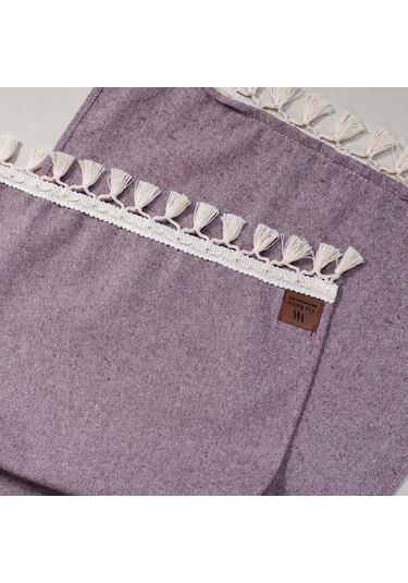 Vivamaison Bordo Düz Püsküllü Pamuk Kumaş 45X150 CM Runner