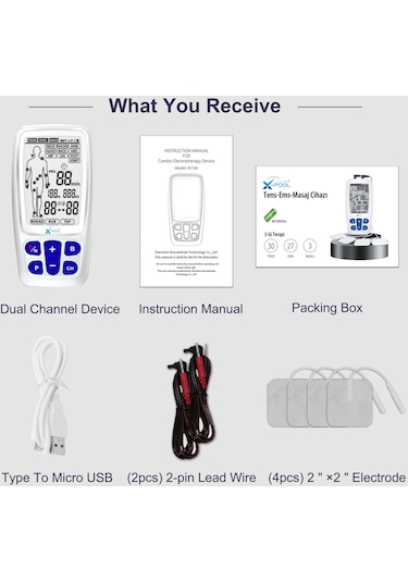 X Pool R-C4A Bataryalı Şarj Edilebilir, Tens+Ems+Masaj Cihazı