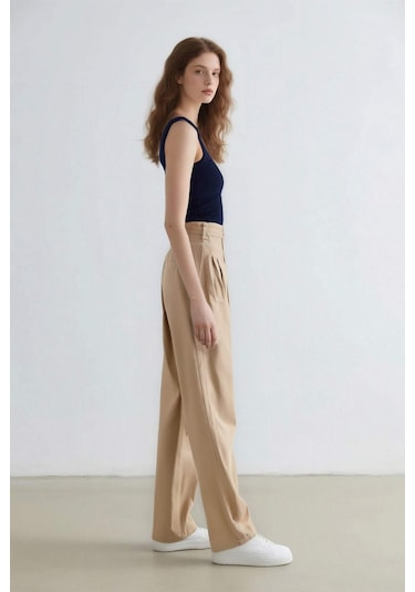 DeFacto Coool Gabardin Palazzo Pantolon Wide Leg Yüksek Bel Geniş Bol Paça E1794AX25SPER222