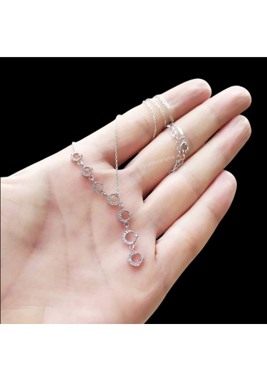 Modahilye 925 Ayar Gümüş Sıralı Ayyıldız Kolye Gümüş
