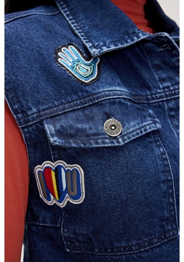 Joanne İndigo Kadın Denim Yelek Koyu Mavi