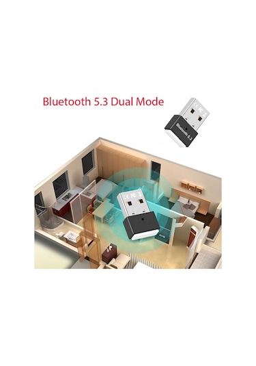 Dual Mod Usb Bluetooth Adaptörü Kablosuz 5.3 Çift Modlu Bt Adaptör Siyah