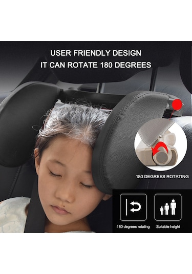 Yifomall Araç Koltuk Başlığı Yastığı - Hafızalı Köpük Boyun Desteği, Rahat Uyku İçin Ayarlanabilir U Şeklinde Siyah