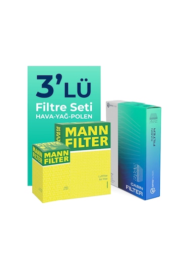 Mann Renault Clio 1.2 Benzin Filtre Bakım Seti (2005-2012) 3 Lü