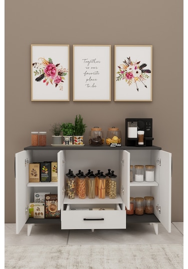 Nedudo Kahve Köşesi Çok Amaçlı Dolap 4 Kapaklı 1 Çekmeceli Kiler Mutfak Dolabı Beyaz Antrasit Beyaz Antrasit Nedudo Kahve Köşesi Çok Amaçlı Dolap 4 Kapaklı 1 Çekmeceli Kiler Mutfak Dolabı Beyaz Antrasit Beyaz Antrasit