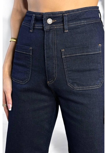 Lacarino 7865 Wıde Leg Crop Kadınjean Pantolon Rınse