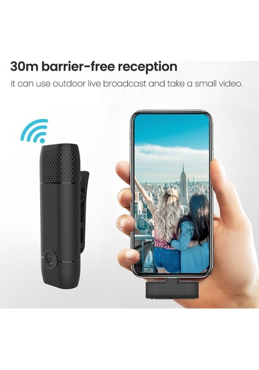 Ranyeek Siyah Mini Kollu Kablosuz Mikrofon - Akıllı Telefon İçin Gürültü Engelleme, Canlı Yayın, Video Kaydı Ve Konferanslar İçin Ios Uyumlu