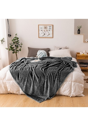 Mulberry Tek Kişilik Fitilli Yumuşak Dokulu Battaniye 170 x 230 Antrasit