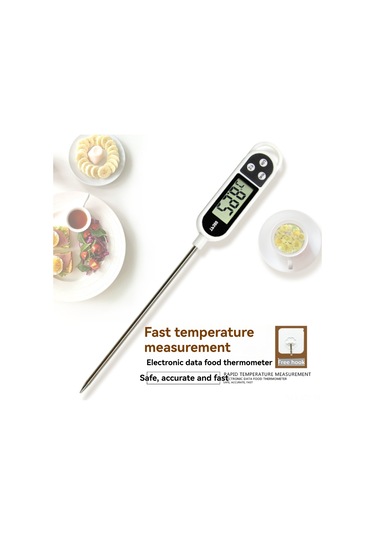 Youmex Stok Çelik Problu Dijital Gıda Termometresi - Hızlı Ölçüm, Büyük Ekran, -50 C/+300 C Aralığı, / Dönüştürücü, Mutfak/büfe Uygun Beyaz