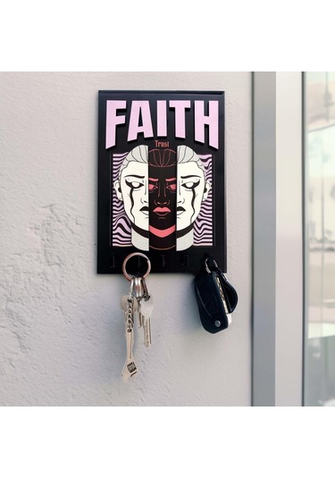 Cajuart Urban Sokak Stili Tasarım Faith İnanç Duvar Askısı Anahtarlık Dekor