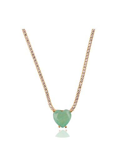 Masaliko Flemen S 2 Kalp Su Yolu Gümüş Kolye Ms3309, 925 Ayar Kadın Gümüş Kolye, Tennis Kolye Altın