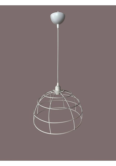 Yarım Küre Avize Teli , İskeleti 35x20 Cm Beyaz Statik Boyalı Duy Takımı Dahil Beyaz