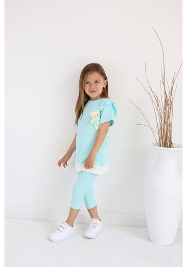 Kız Çocuk Ayıcık Oyuncaklı Kaprili Yazlık Basic Takım 2-5 Yaş 001
