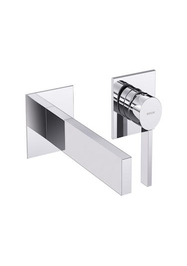 Bocchi Cube Tek Kumandalı Çift Delikli Ankastre Lavabo Bataryası - 1015-0044- Krom