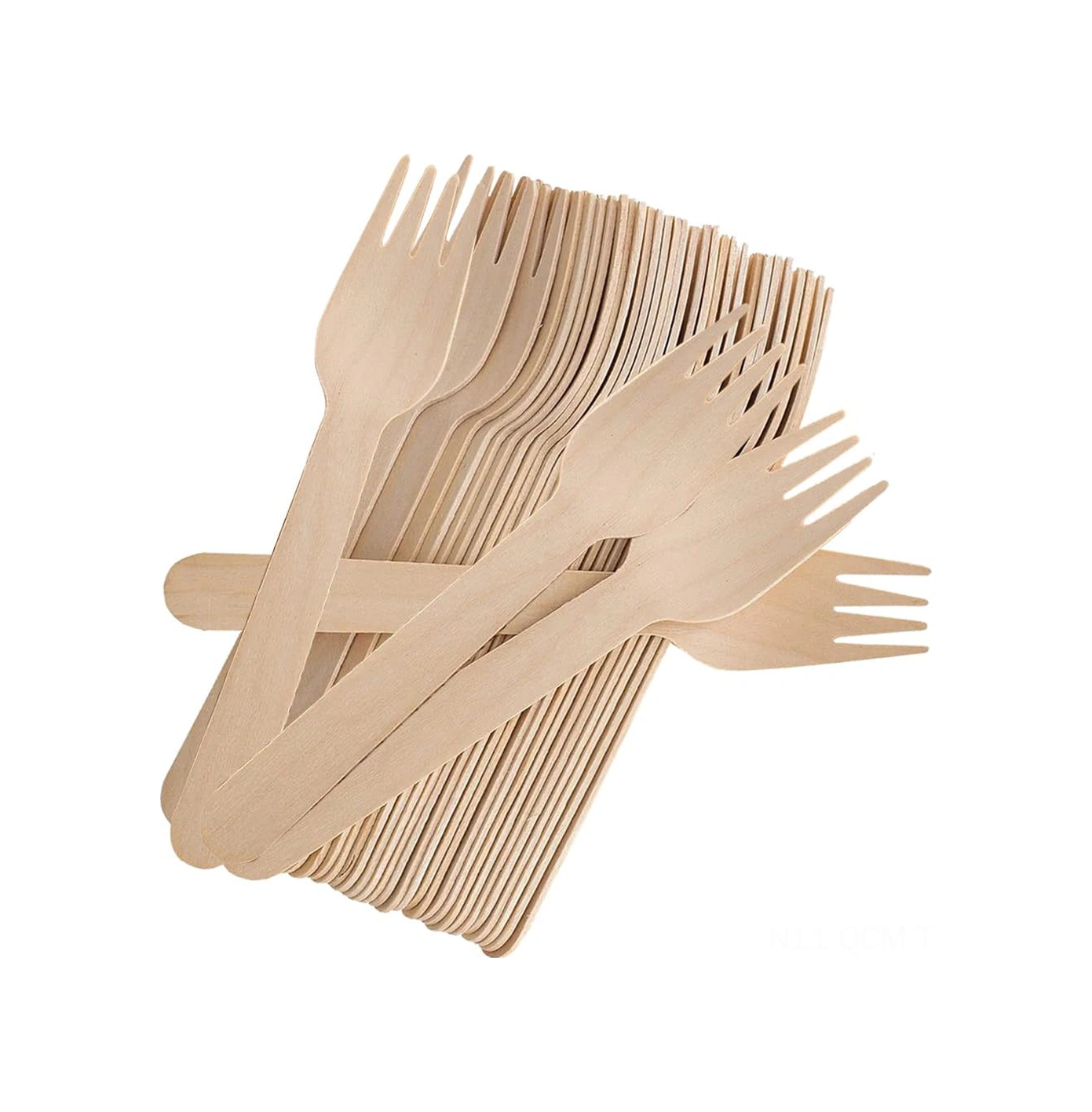 Qingmipy 100 Adet Gıda Seviyesi Ahşap Çatal Seti, Çevre Dostu Ve Geri Dönüştürülebilir Ahşap Besteği Ahşap
