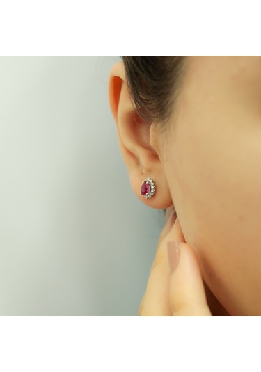 Lova Pırlantalı Damla Yakut Anturaj Küpe -  3040015