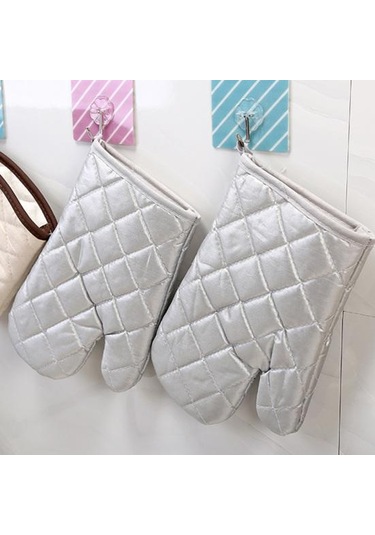 1 Adet Fırın Eldiveni Yumuşak Mikrodalga Gümüş Kaplamalı Pratik Eşkenar Dörtgen Yüzey Mutfak Eldiveni Piknik İçin
