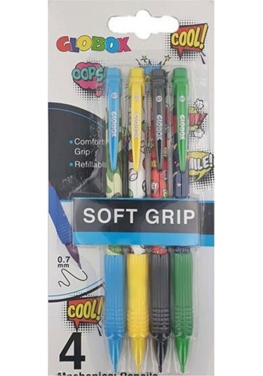 2900 0.7 Soft Grip Baskılı Versatil Kalem Seti 4 Lü Çok Renkli