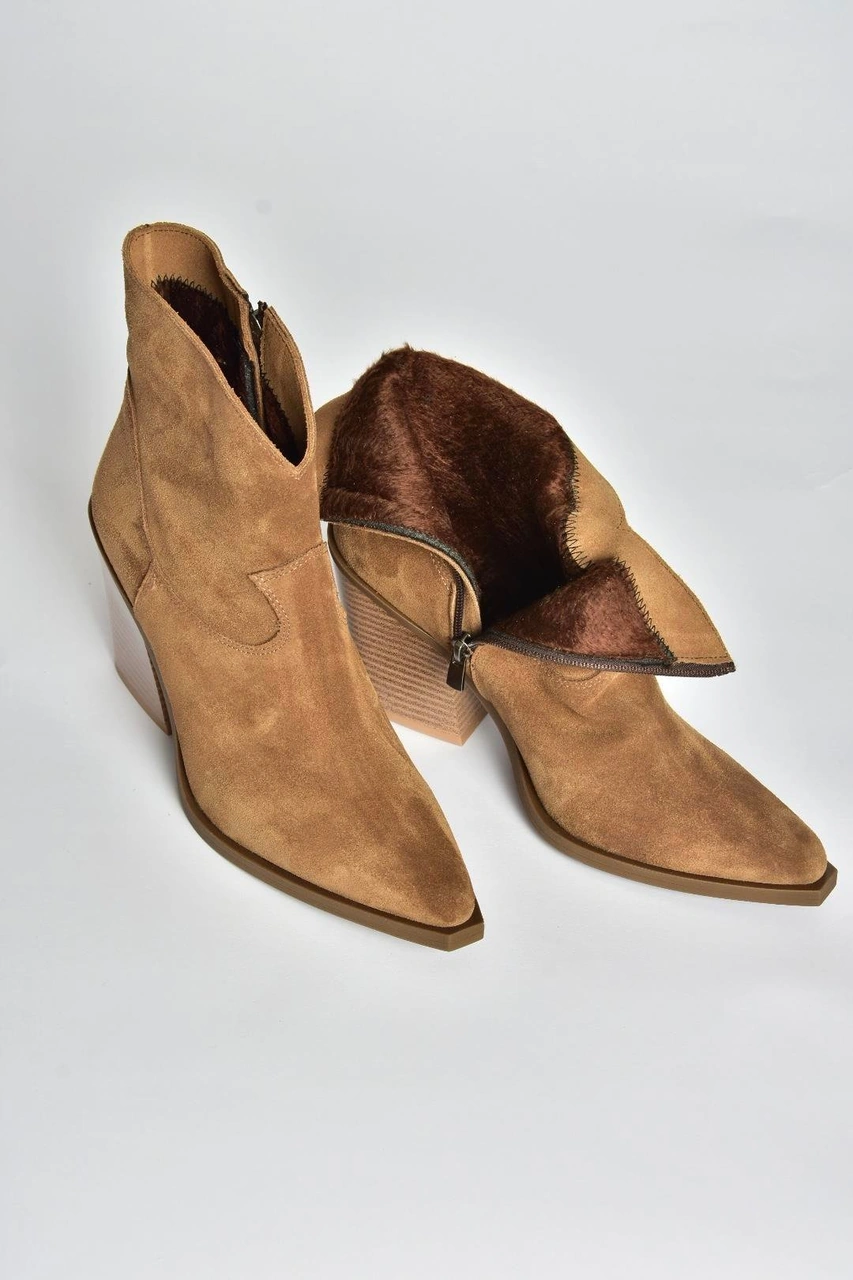 Fox Shoes V654081902 Taba Hakiki Deri Süet Kalın Topuklu Western Kovboy Kadın Bot Taba-Süet Fox Shoes V654081902 Taba Hakiki Deri Süet Kalın Topuklu Western Kovboy Kadın Bot Taba-Süet