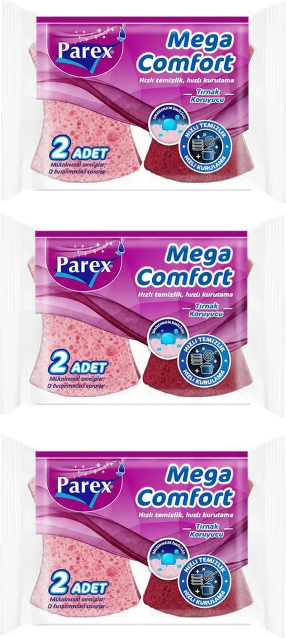 Mega Comfort 2'li Oluklu Sünger Üçlü Paket