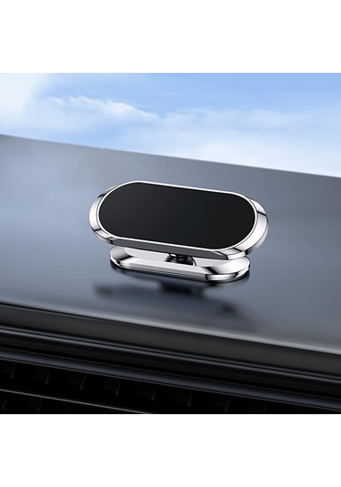 Suntek 360 Dönüş Ayarlanabilir Manyetik Araç Şarj Cihazlı Telefon Tutacağı Gümüş