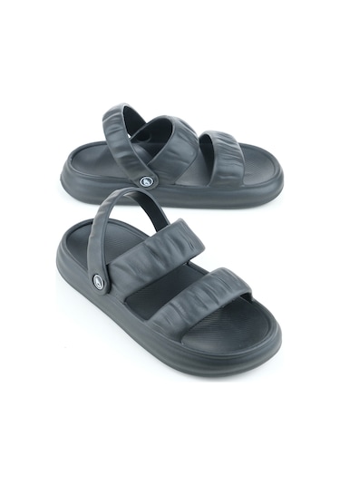Gezer Yazlık Islak Zemine Uygun Ev Banyo Bahçe Kadın Sandalet Terlik Siyah