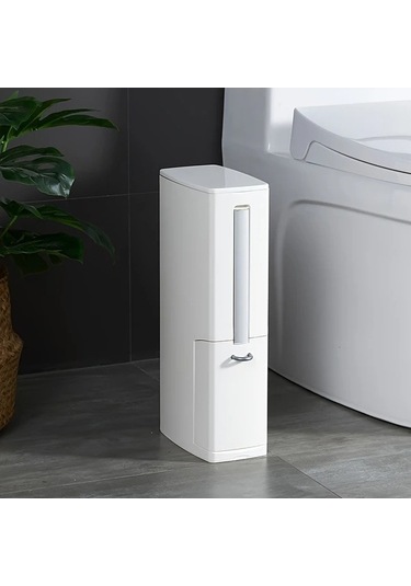 Fastbuy Çöpleri Temizle: Kapaklı Tuvalet Fırçası Çöp Kutusu, Beyaz, Yer Tasarrufu, Anti Sisleme, Pratik, Tuvalet İhtiyaçları Beyaz