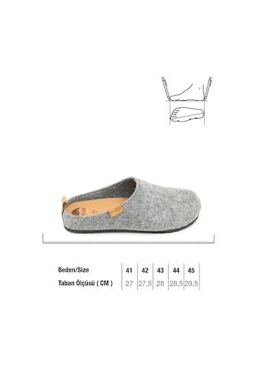 Paleng Dört Mevsim Çıkarılabilir İç Taban Comfort Ev Bahçe Erkek Terlik Pt1kme.00036.00.019.2n Gri