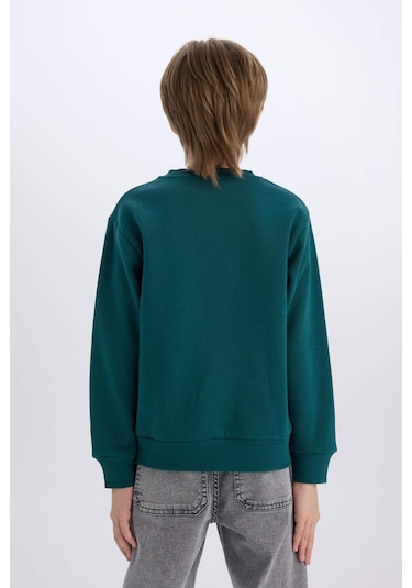 DeFacto Erkek Çocuk Bisiklet Yaka Baskılı Sweatshirt D3036A824WNGN146