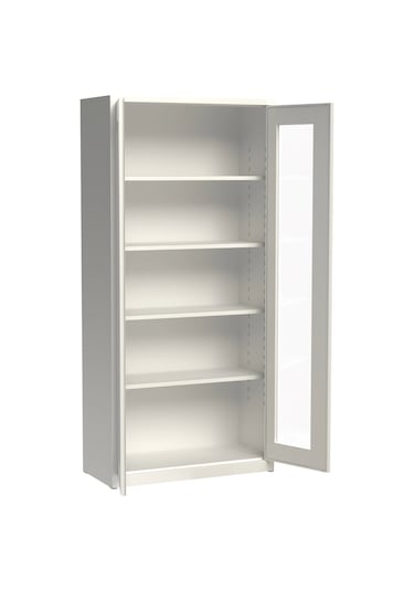 Dosya Dolabı Camlı Dosya Dolapları Ofis Dolabı Metal Dolap Gri / Gri
