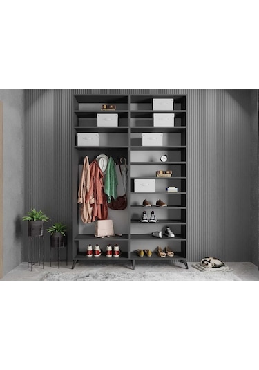 Panama Sürgülü Yüklüklü Portmanto Vestiyer Ayakkabılık F 180cm