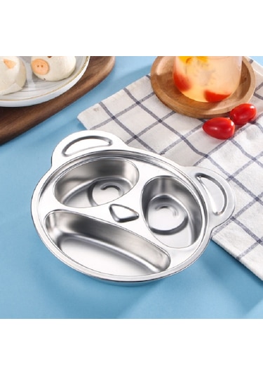 Sones Çocuklar Ev Paslanmaz Çelik Izgara Karikatür Yemek Tabağı Panda