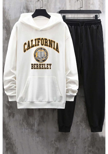 Uyguntarz Unisex California Baskılı Eşofman Takımı Beyaz