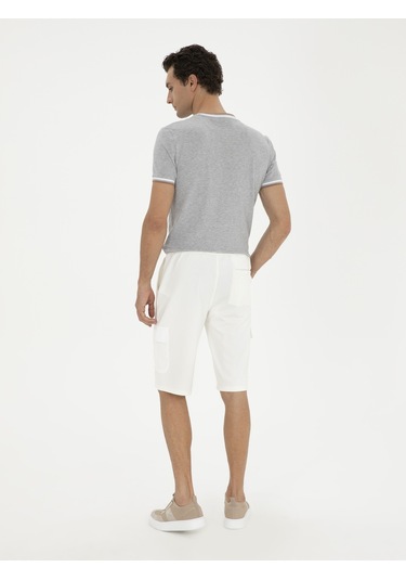 Cacharel Beyaz Slim Fit Kargo Cepli Şort